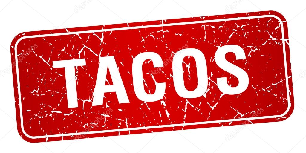 tacos red square grunge textured isolated stamp