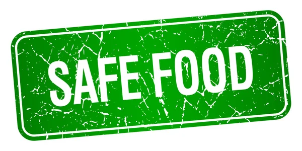 Bezpečné potraviny zelené náměstí grunge texturou izolované razítko — Stockový vektor