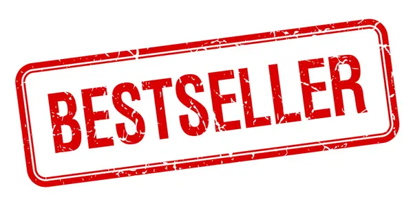 Best-seller vermelho quadrado grungy vintage isolado selo — Vetor de Stock