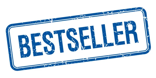 Bestseller blauwe vierkant grungy vintage geïsoleerde stempel — Stockvector