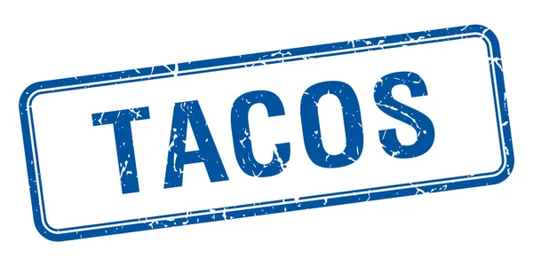 Tacos azul cuadrado grungy vintage aislado sello — Vector de stock