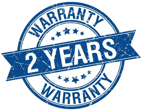 2 years warranty grunge retro blue isolated ribbon stamp — Stock Vector