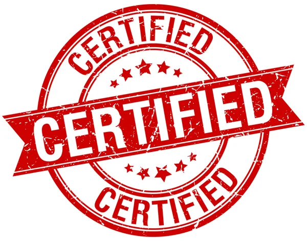 Сертифицированная марка гранж-ретро-красной ленты — стоковый вектор