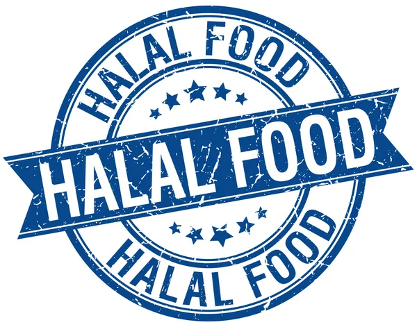 Halal cibo grunge retro blu isolato nastro timbro — Vettoriale Stock