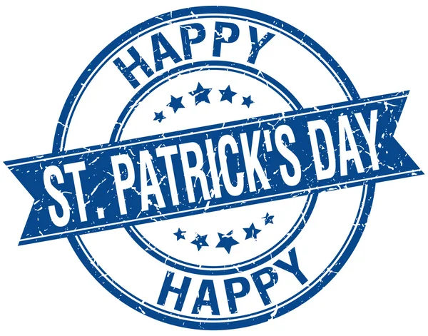 Happy st Patrick's day grunge retro blue isolated ribbon stamp — Stock Vector