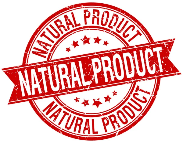 Natuurproduct grunge retro rode geïsoleerde lint stempel — Stockvector
