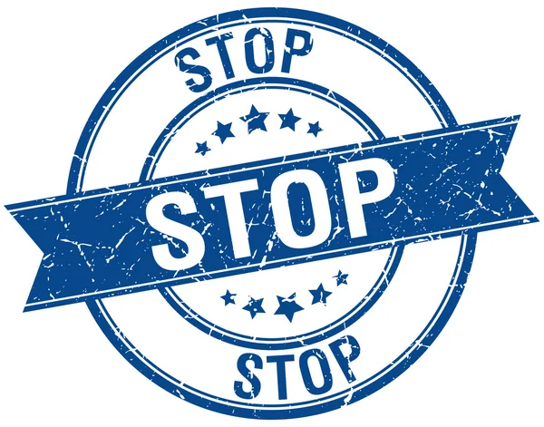Stop grunge retro azul aislado sello de cinta — Vector de stock