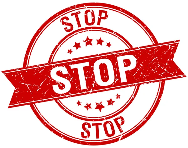 Stop grunge retro rode geïsoleerde lint stempel — Stockvector