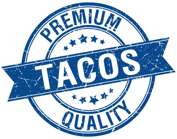 Tacos grunge retro azul aislado sello de cinta — Vector de stock
