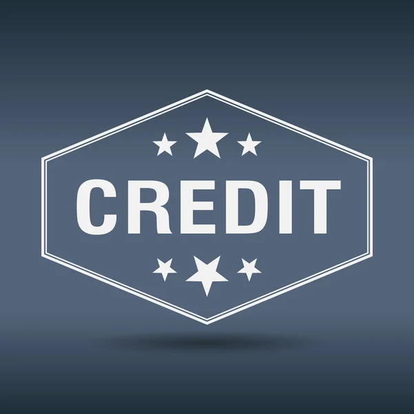 Etikett på hvit årgang med kredittsekskantet retro – stockvektor