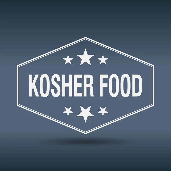 Kosher comida hexagonal branco vintage retro estilo rótulo — Vetor de Stock