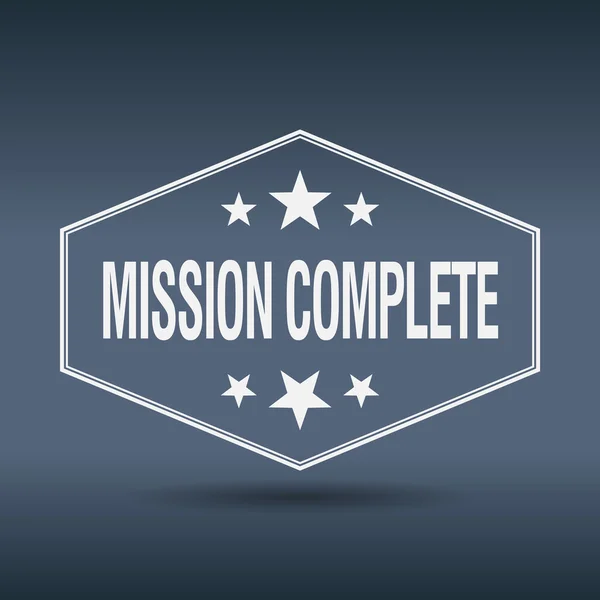 ミッション完全な六角形白ヴィンテージ レトロなスタイルのラベル — ストックベクタ