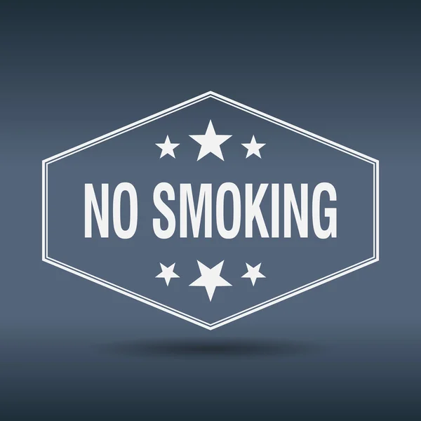 No fumar hexagonal blanco vintage etiqueta de estilo retro — Vector de stock