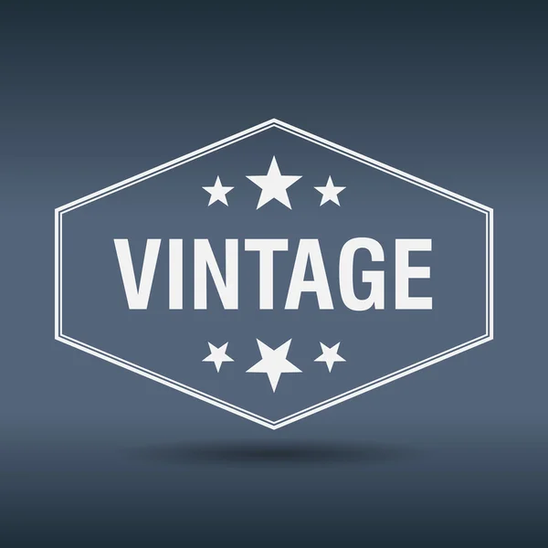 Vintage hexagonal white vintage retro style label — Stock Vector