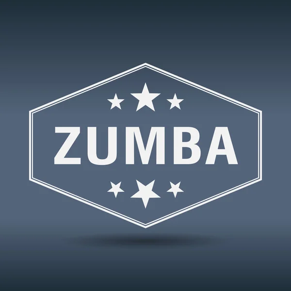 Zumba hexagonal blanco vintage estilo retro etiqueta — Vector de stock