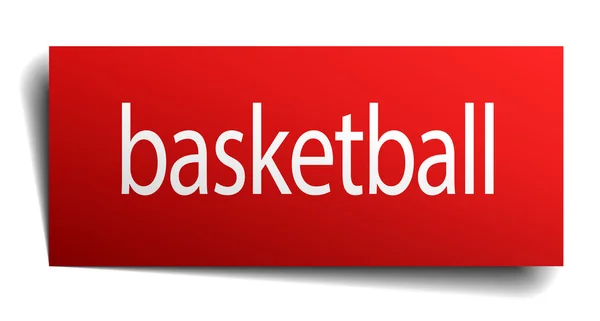 Basketbol kırmızı kağıt işareti üzerinde beyaz izole — Stok Vektör