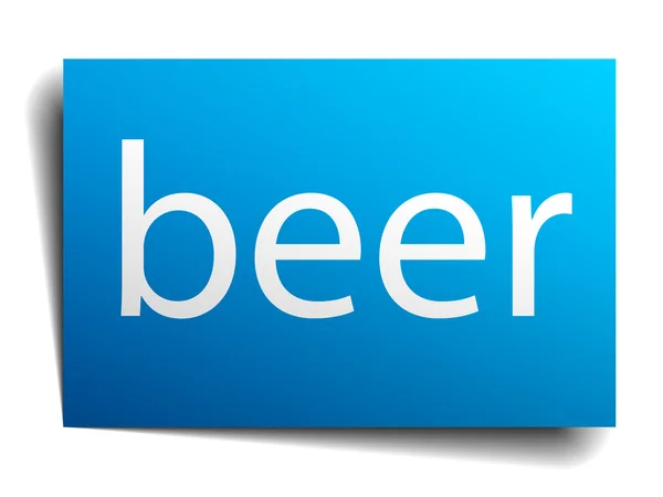 Beer blue square isolated paper sign on white — Stock Vector