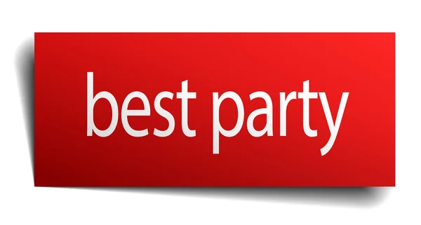 Best party red paper sign isolated on white — Stock Vector