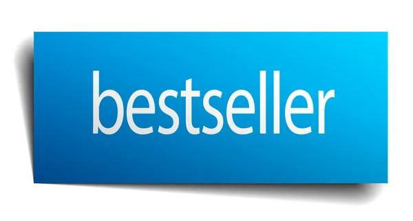 Bestseller blue square elszigetelt fehér papír jele — Stock Vector