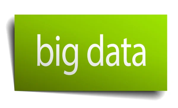 Big Data grünes Papierschild auf weißem Hintergrund — Stockvektor