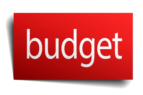 Orçamento sinal de papel vermelho isolado em branco — Vetor de Stock