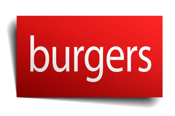 Burger rotes Papierschild isoliert auf weißem Grund — Stockvektor