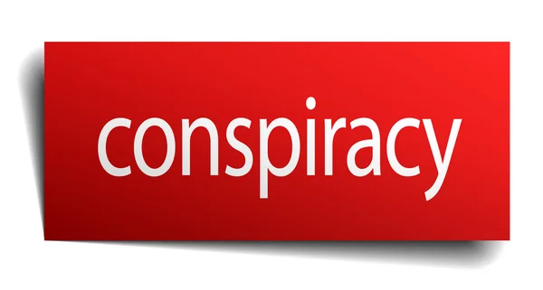 Conspiracy red paper sign isolated on white — Stock Vector