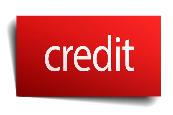 Kredit rot quadratisch isoliert Papierschild auf weiß — Stockvektor