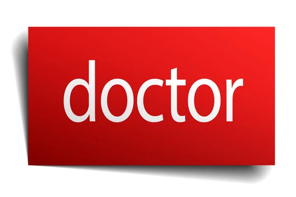 Dokter Rode plein geïsoleerde papier teken op wit — Stockvector