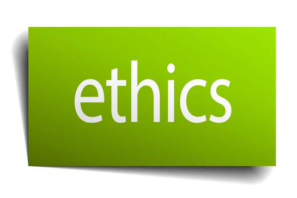 Ethics green paper sign isolated on white — Stock Vector