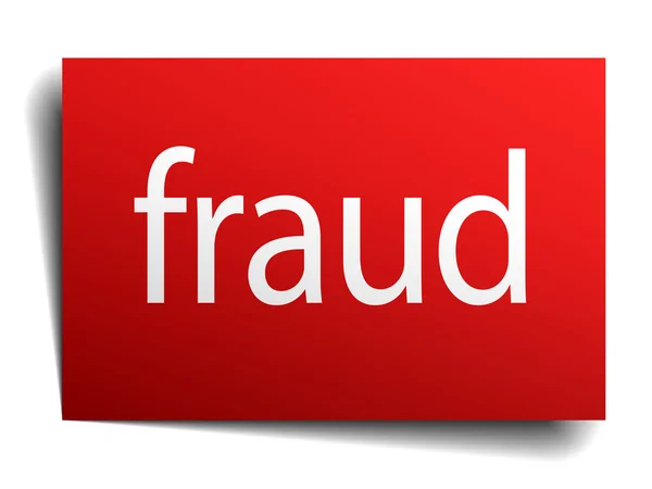 Signo de papel rojo de fraude sobre fondo blanco — Vector de stock
