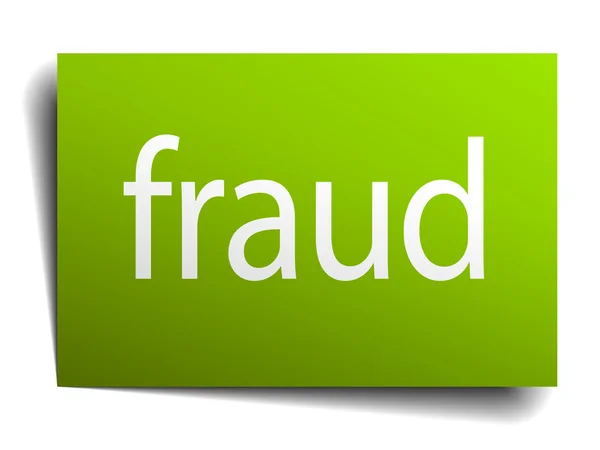 Fraud green paper sign isolated on white — Stock Vector