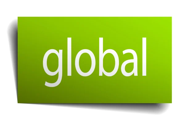 Sinal de papel verde global isolado em branco — Vetor de Stock