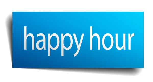 Happy hour blå papper tecken på vit bakgrund — Stock vektor