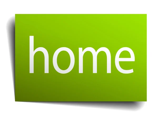 Home grünes Papierschild isoliert auf weiß — Stockvektor