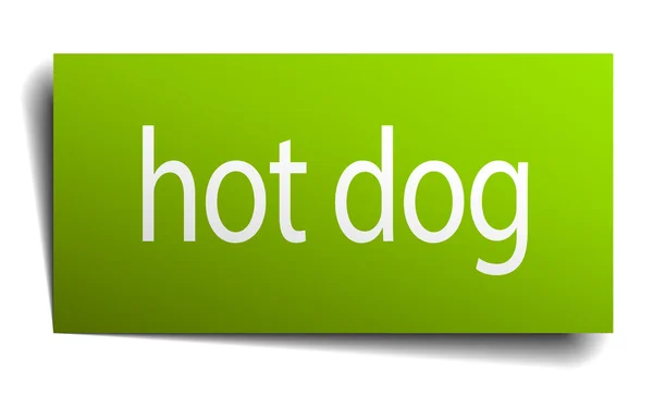 Hot dog green paper sign isolated on white — Stock Vector