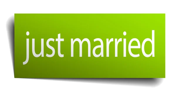 Acaba de casarse letrero de papel verde aislado en blanco — Vector de stock