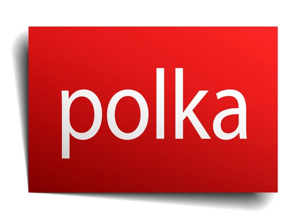 Polka rotes Papierschild auf weißem Hintergrund — Stockvektor