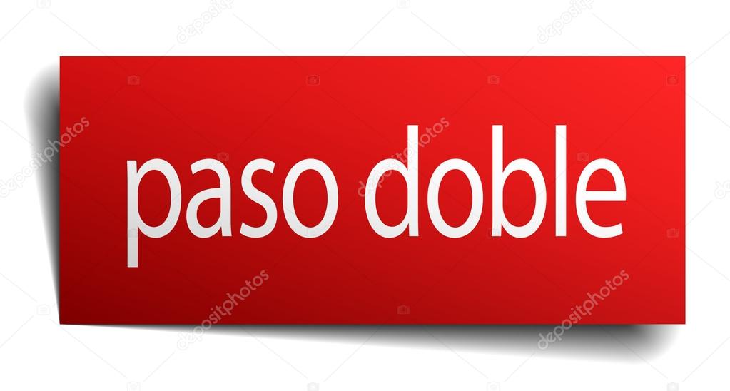 paso doble red square isolated paper sign on white