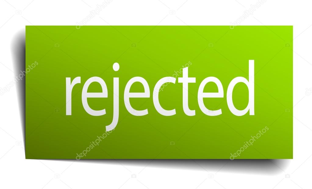 rejected square paper sign isolated on white