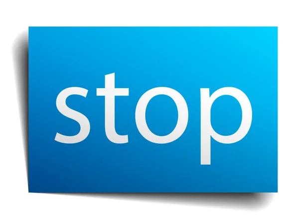 Stop signo de papel azul sobre fondo blanco — Vector de stock