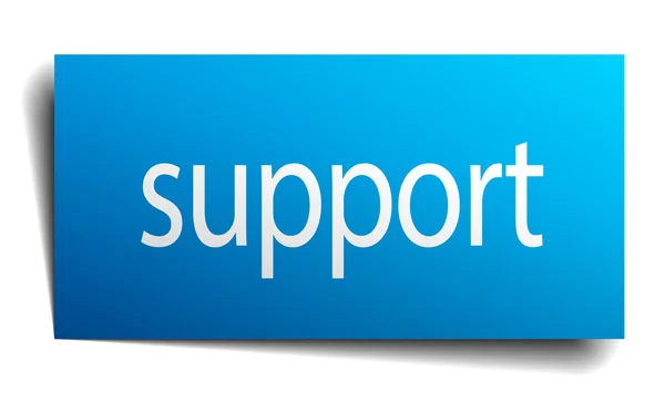 Unterstützung blaues Papierschild auf weißem Hintergrund — Stockvektor