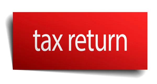 Tax return red paper sign on white background — Stock Vector