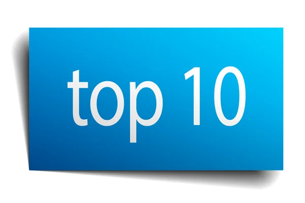 Top 10 segno di carta blu isolato su bianco — Vettoriale Stock
