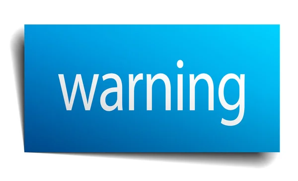 Warning blue paper sign isolated on white — Stock Vector