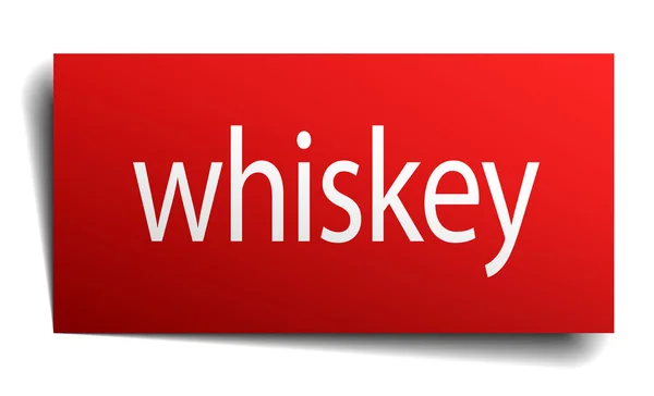 Whiskey rot quadratisch isoliertes Papierschild auf weiß — Stockvektor