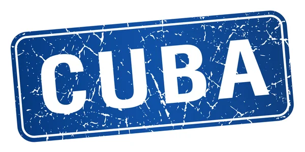 Cuba timbre bleu isolé sur fond blanc — Image vectorielle