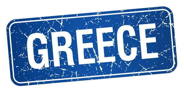 Griechenland blaue Marke isoliert auf weißem Hintergrund — Stockvektor