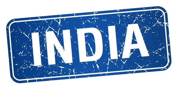 India sello azul aislado sobre fondo blanco — Vector de stock