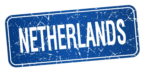 Nederland blauw stempel geïsoleerd op witte achtergrond — Stockvector